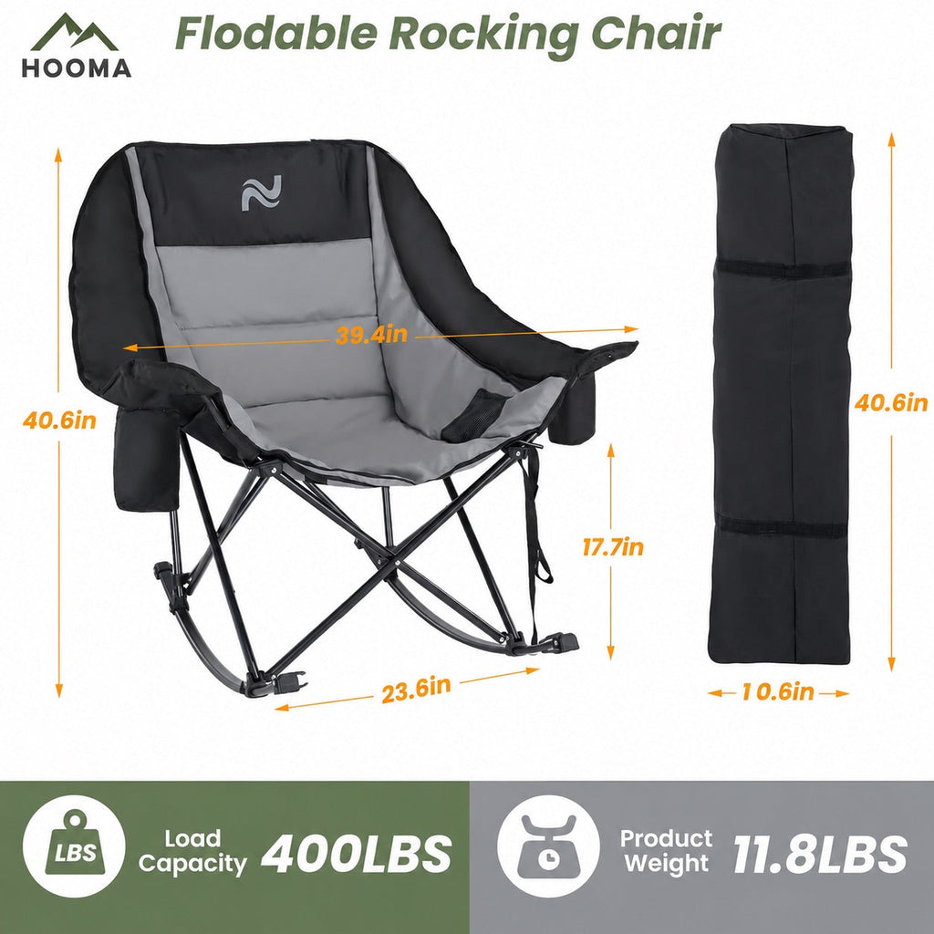 Premium Folding Rocking Camp Chair with Cooler