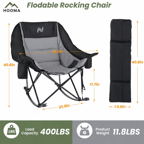 Premium Folding Rocking Camp Chair with Cooler