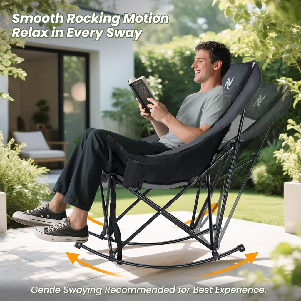 Premium Folding Rocking Camp Chair with Cooler