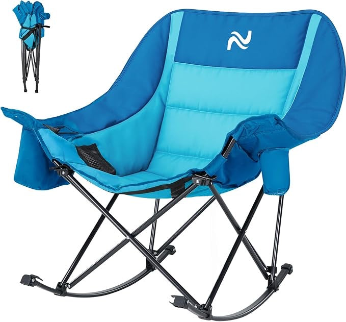 Premium Folding Rocking Camp Chair with Cooler