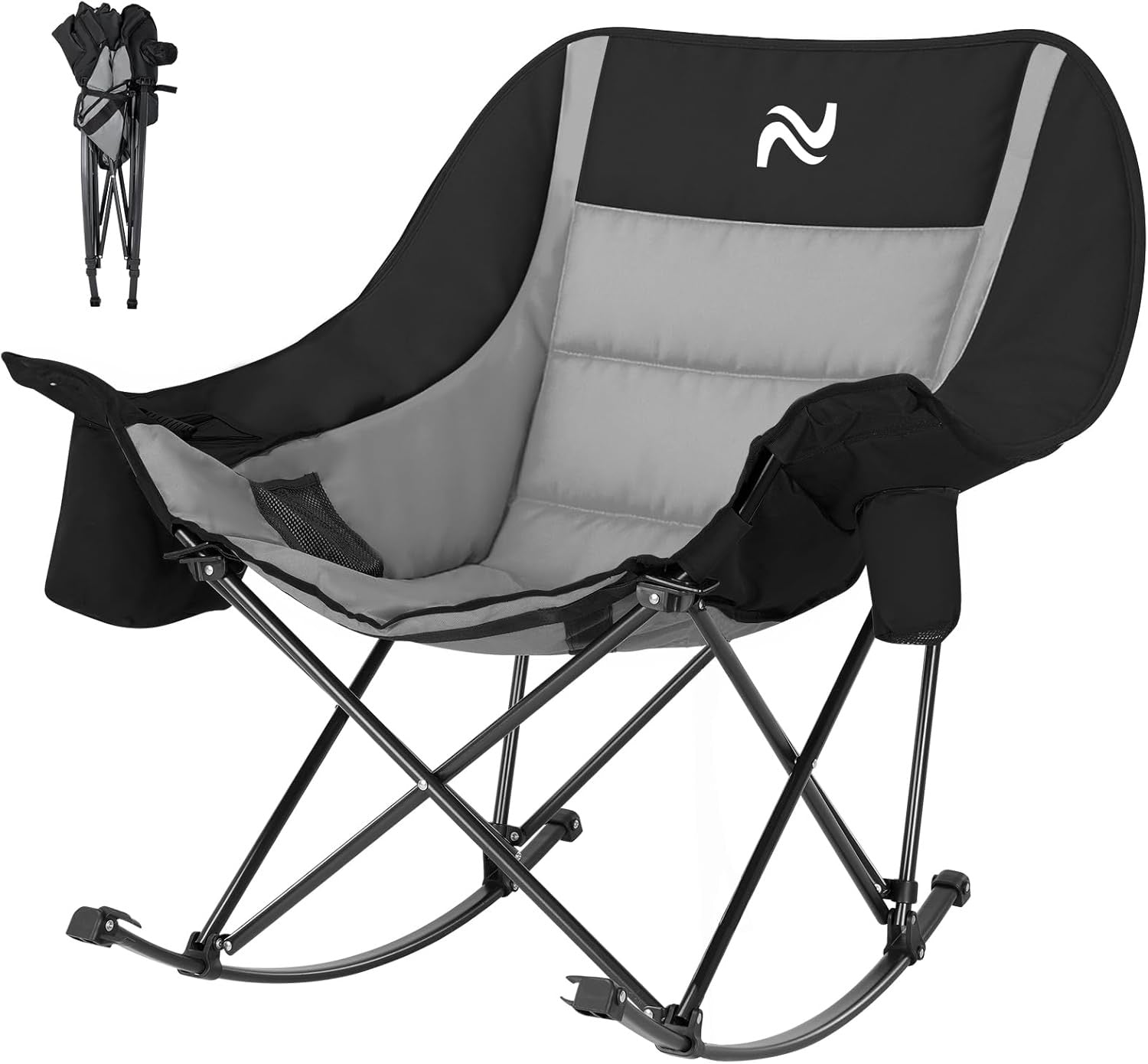 Premium Folding Rocking Camp Chair with Cooler